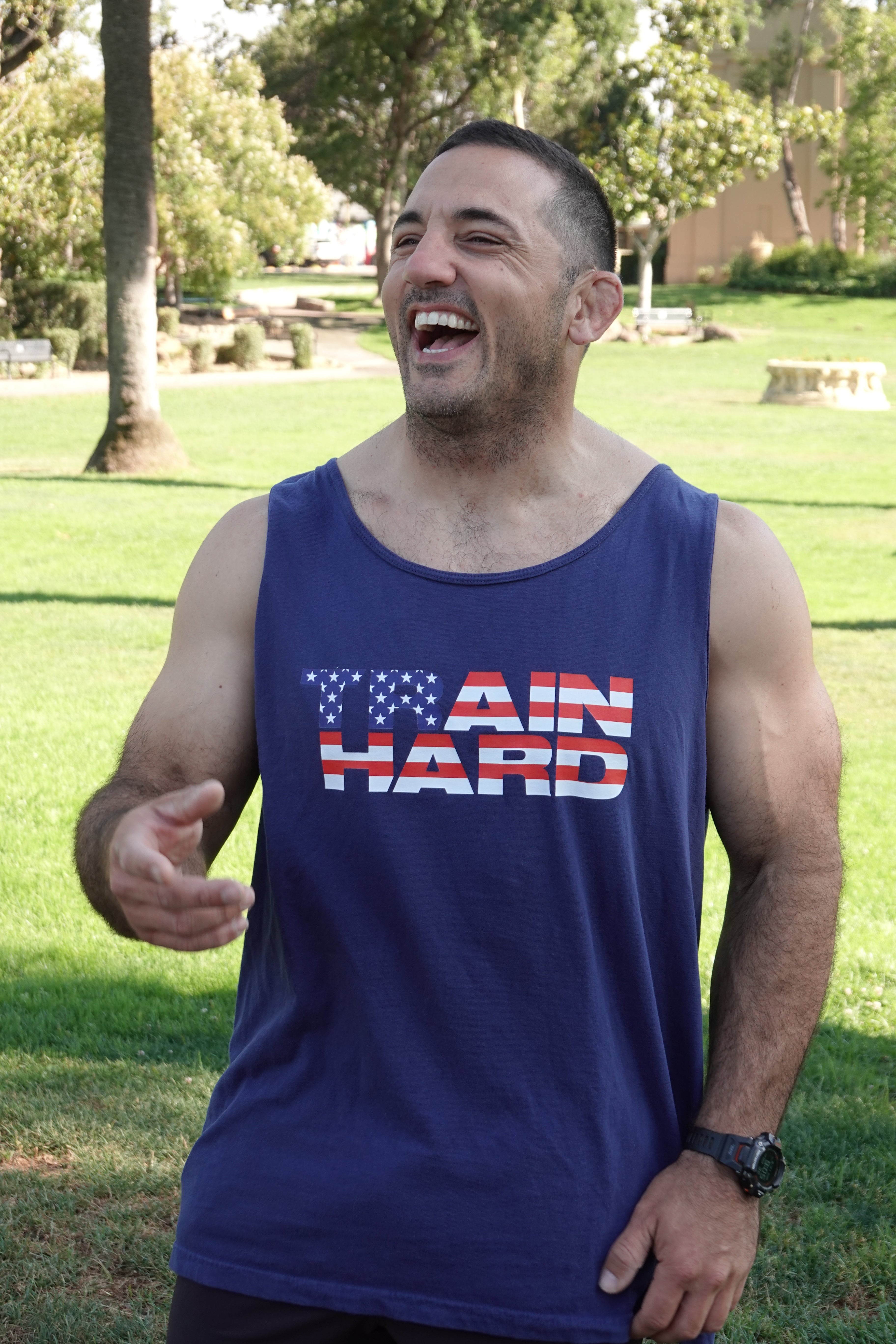 TRAIN HARD / AMERICA THROWBACK TANK