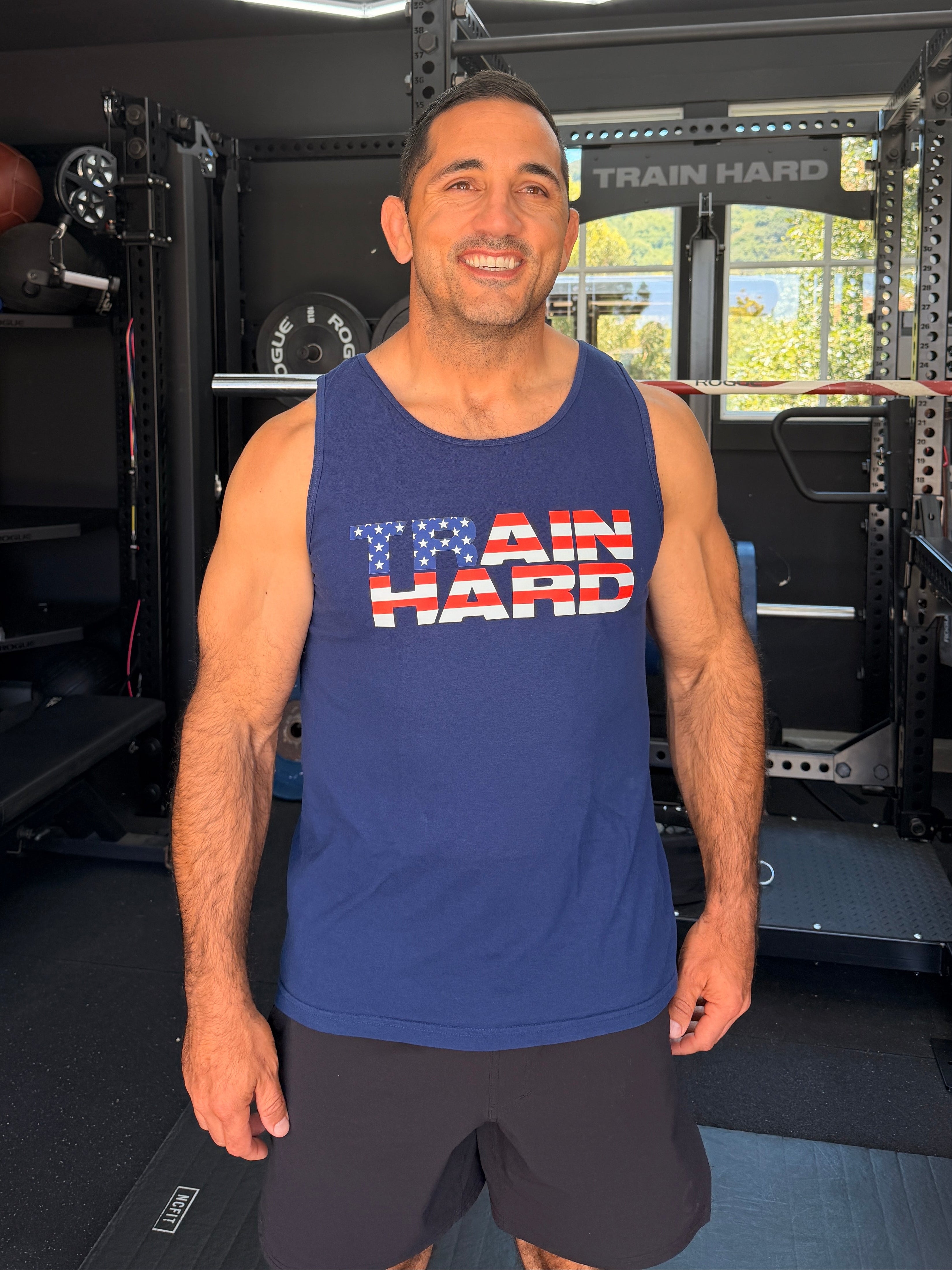 TRAIN HARD / AMERICA THROWBACK TANK