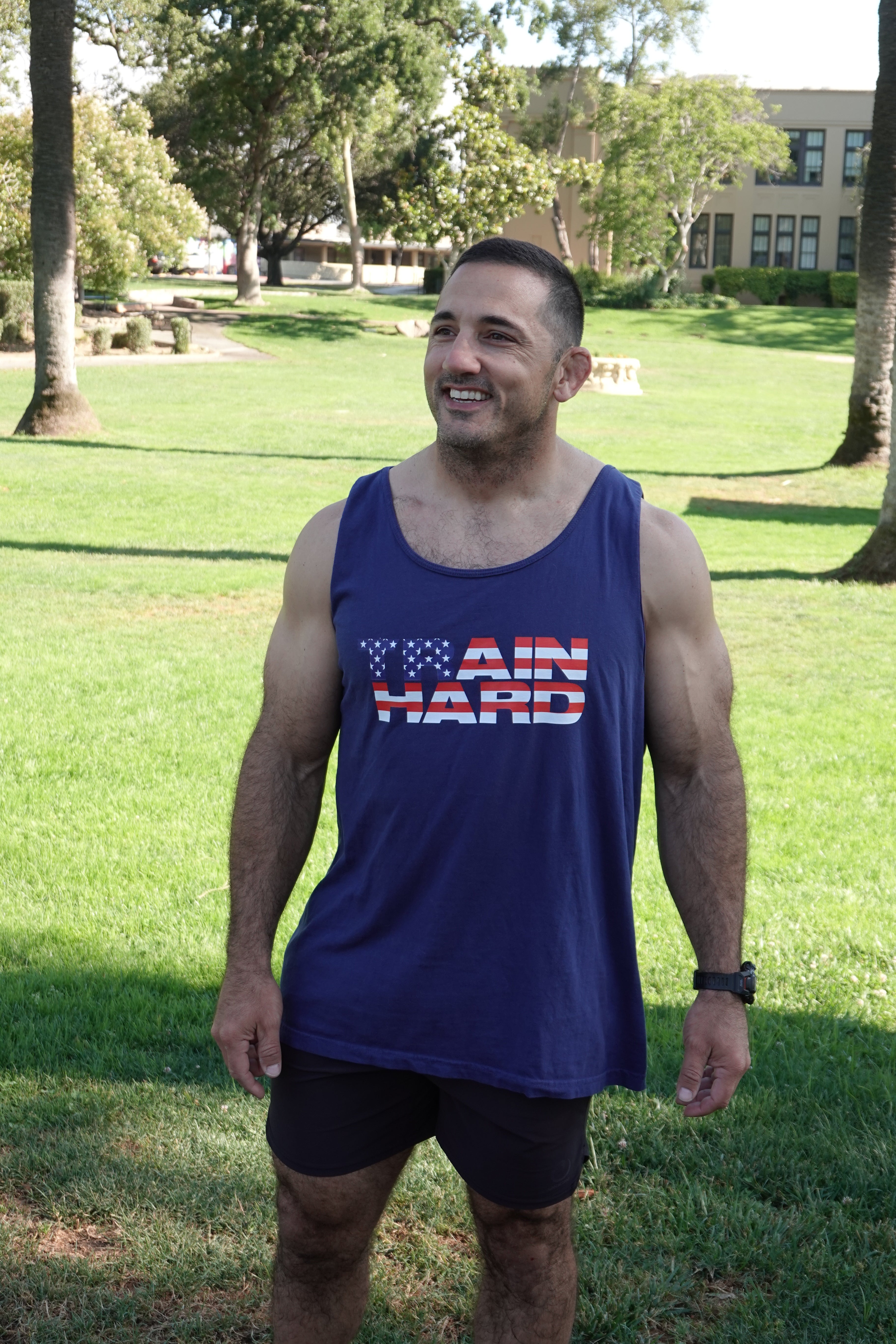 TRAIN HARD / AMERICA THROWBACK TANK
